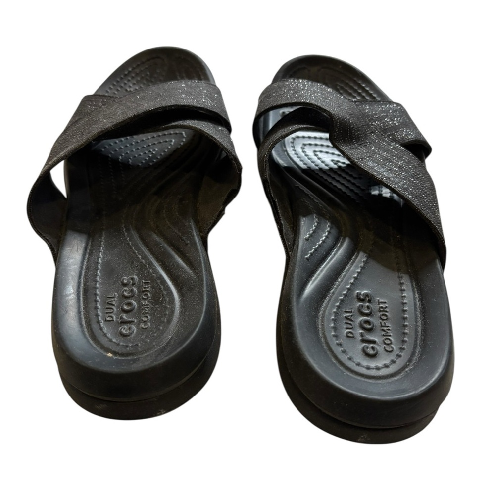 Crocs Women’s Black Capri Shimmer Xband Sandals Size 8 - Picture 5 of 7